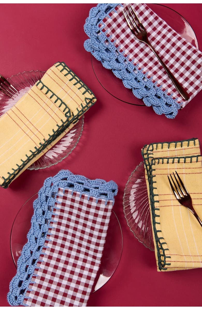 Casa Edel Flores Crochet Napkin - Set of 4, Alternate, color, Burgundy