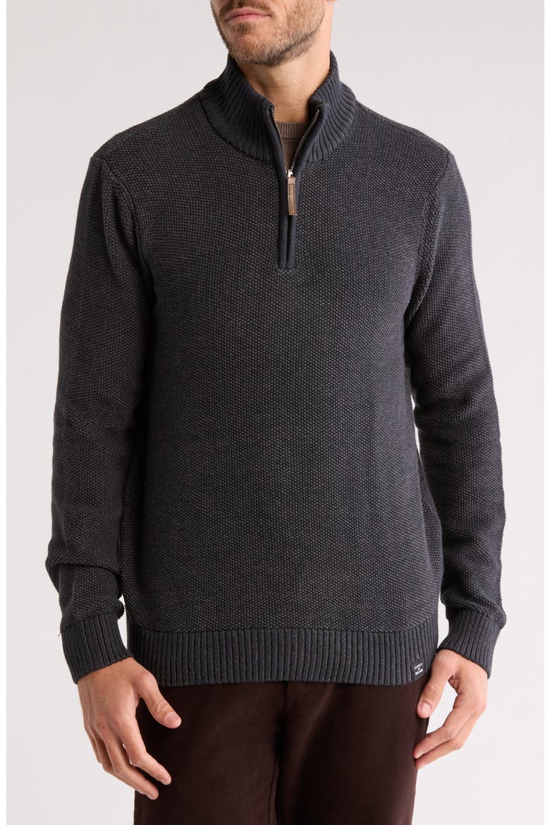 Cotton Quarter Zip Sweater, Main, color, JET BLACK
