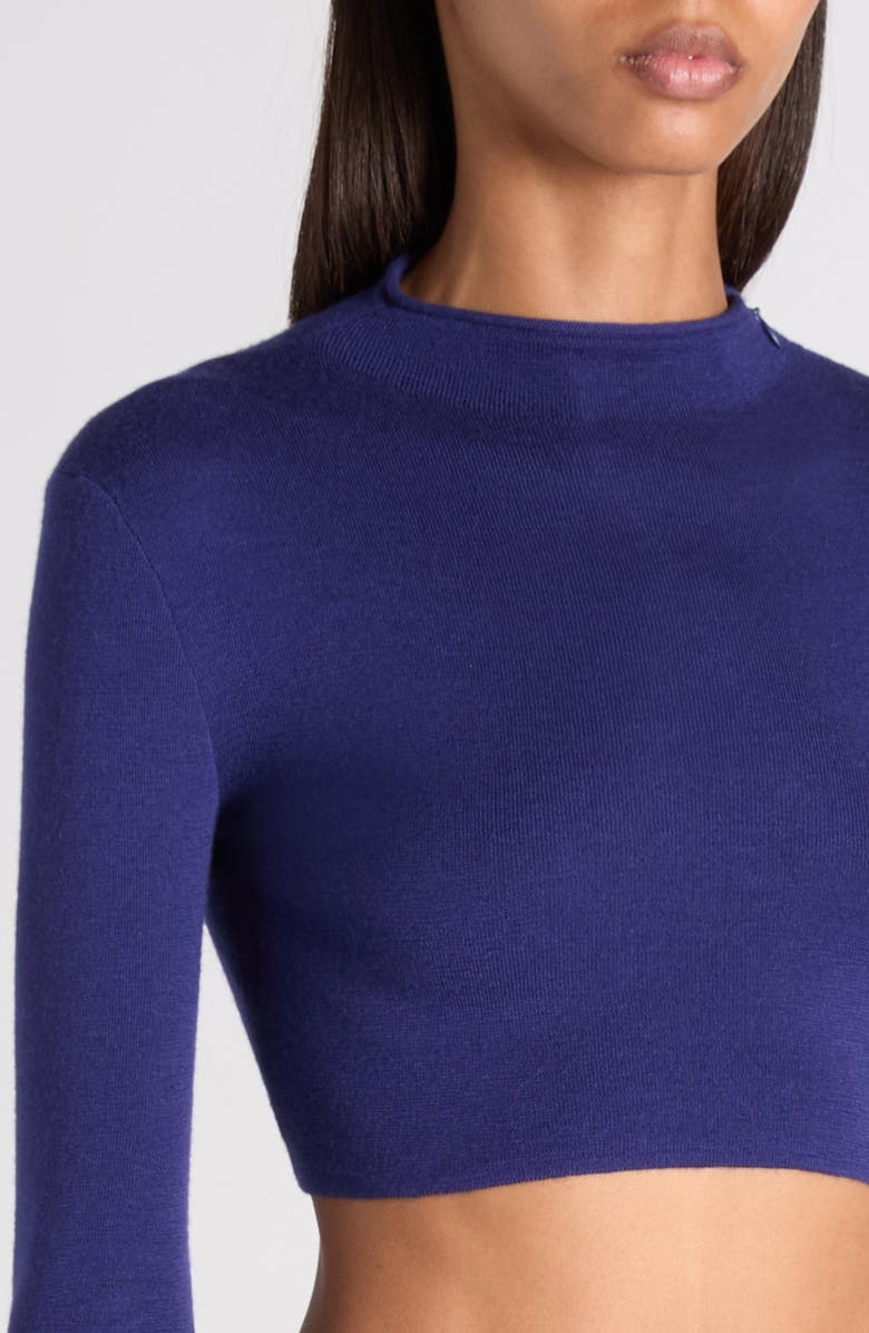 TOM FORD Fitted Long Sleeve Cashmere Crop Sweater, Alternate, color, Quarz Blue