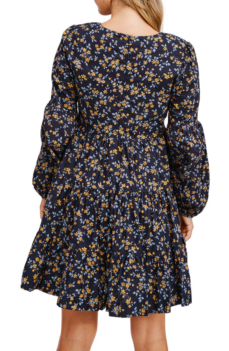 En Saison Tiered Long Sleeve Minidress, Alternate, color, Multi