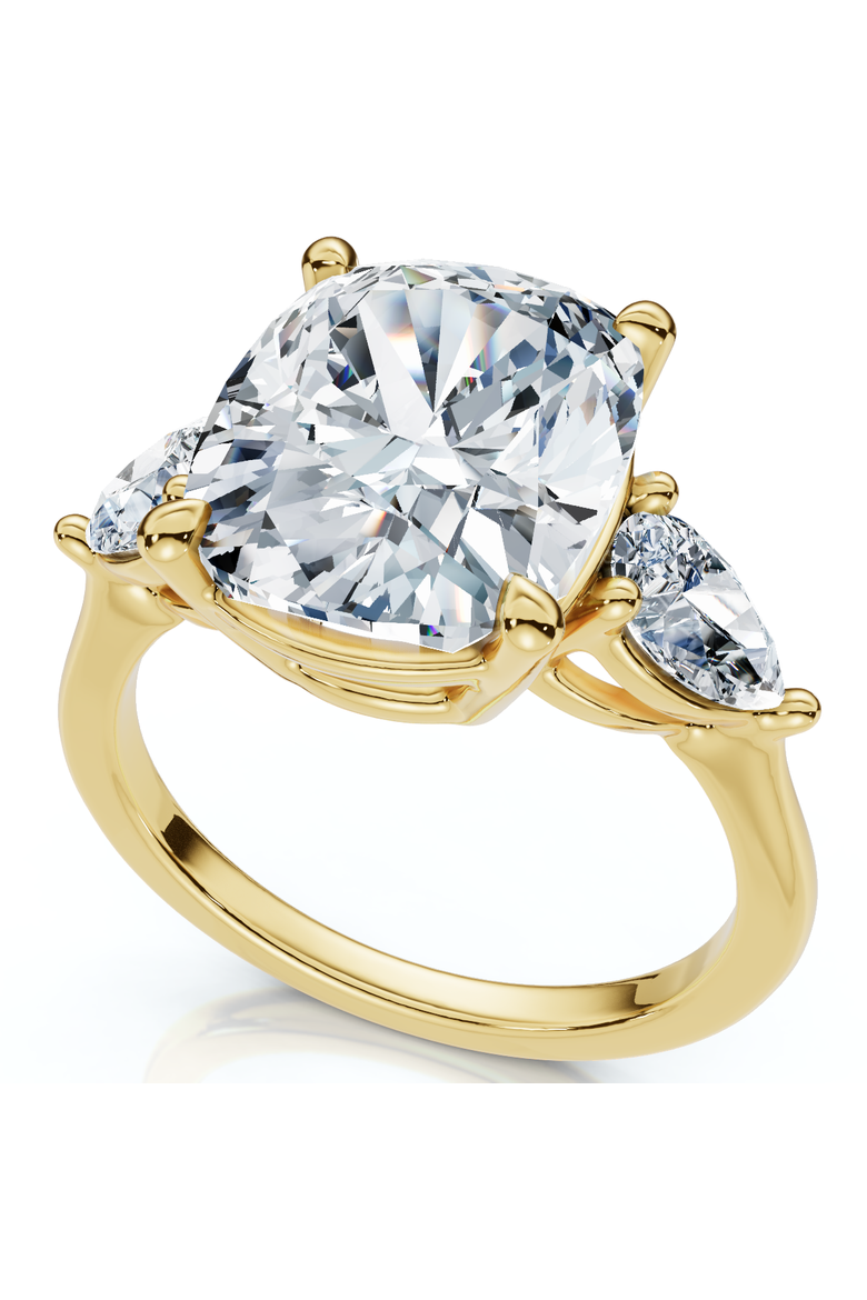 Certified 5 3/4Ct Aria Cushion Diamond Engagement Ring 14k Gold or Pt Lab Grown, Main, color, 14k Yellow Gold
