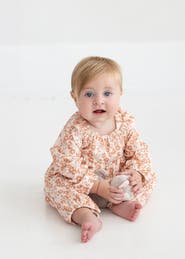 Mabel + Honey Honey Petals Long Sleeve Floral Ruffle Collar Straight Leg Romper