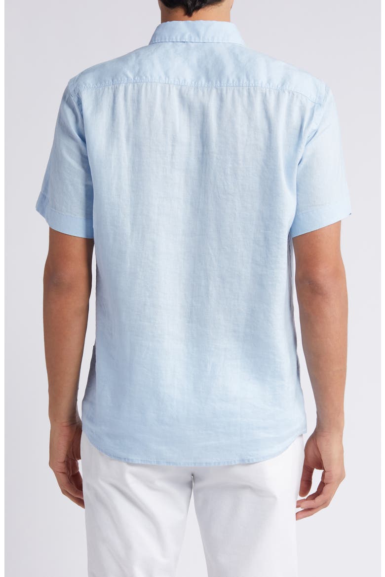 Liam Slim Fit Solid Short Sleeve Linen Blend Button-Up Shirt, Alternate, color, LT PAST/BU