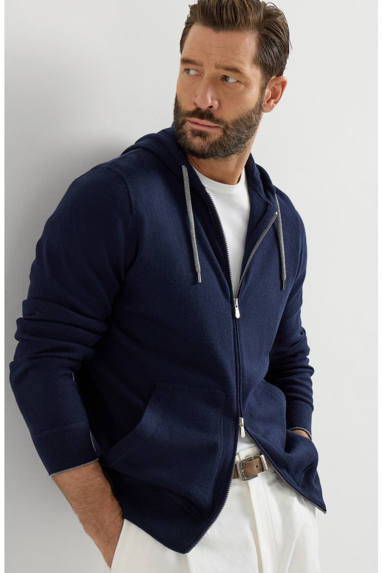 Cashmere sweatshirt-style cardigan, Alternate, color, Navy Blue