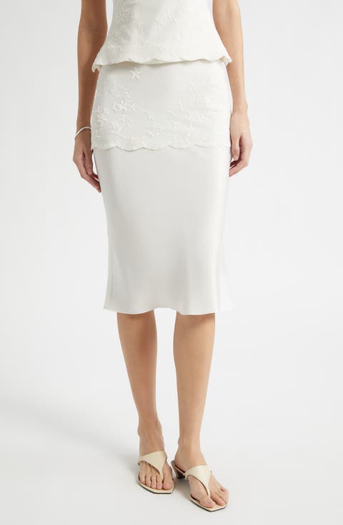 Cove Lace Stretch Silk Midi Skirt
