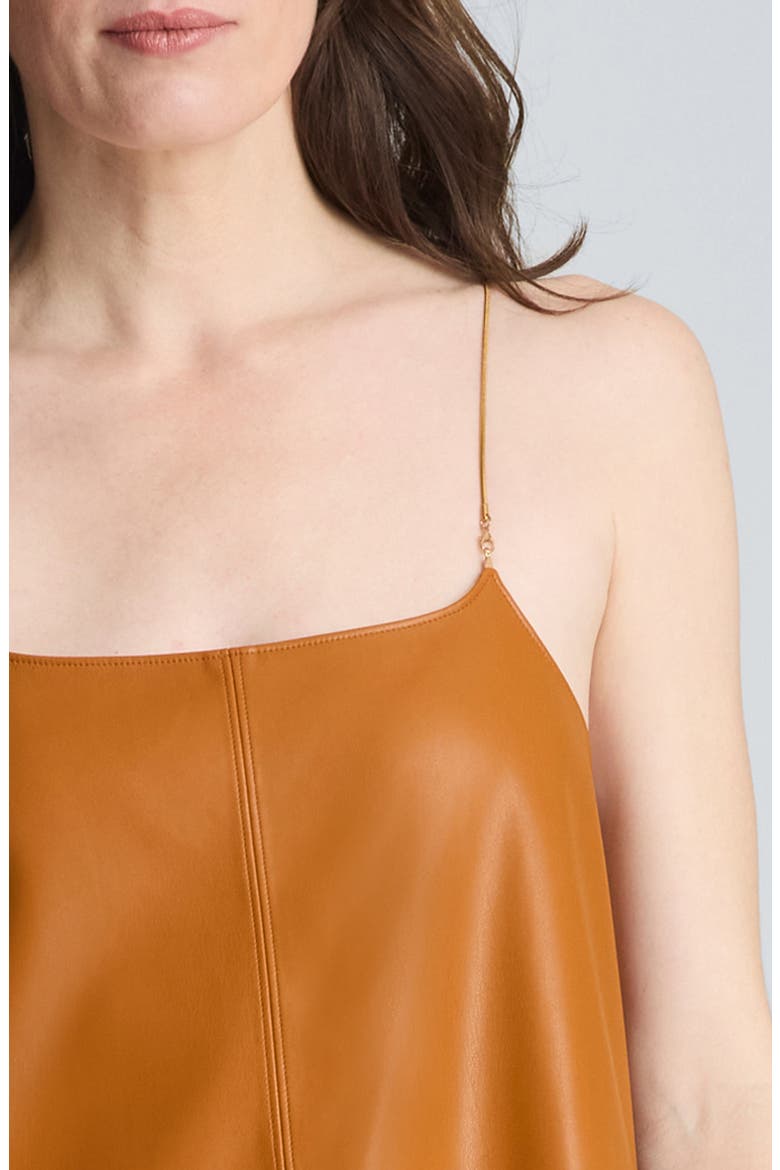 Sleeveless Faux Leather Mini Slipdress, Alternate, color, NUT