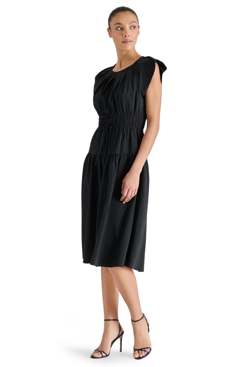 Archie Bow Ruched Dress, Alternate, color, BLACK