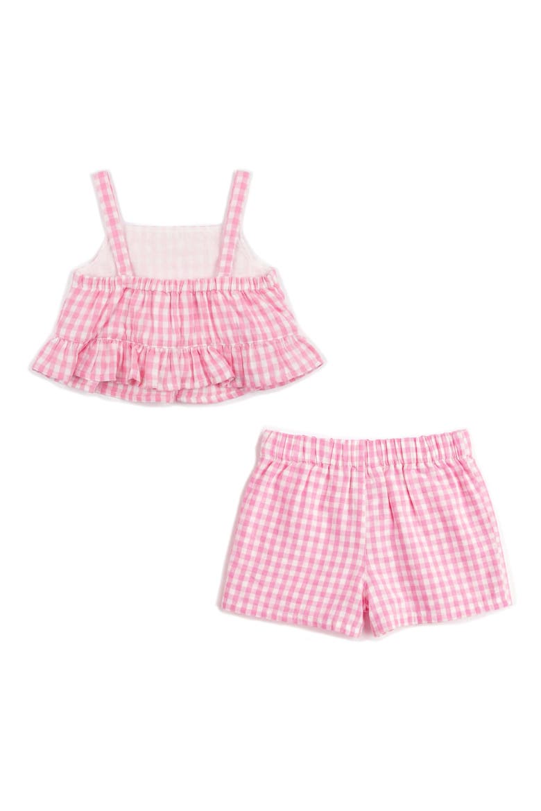 Gingham Bow Top & Shorts Set, Alternate, color, PINK/ WHITE