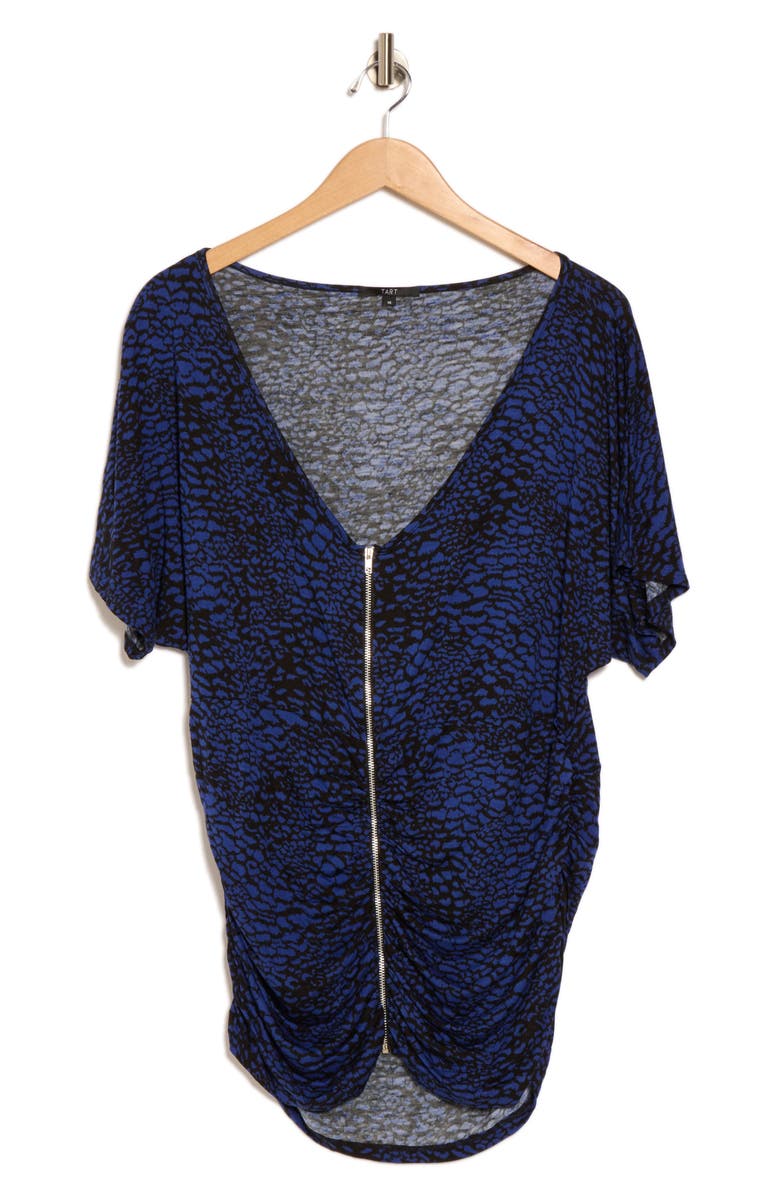 Tart Shannon Short Sleeve Zip Front Top, Alternate, color, Brushed Animal