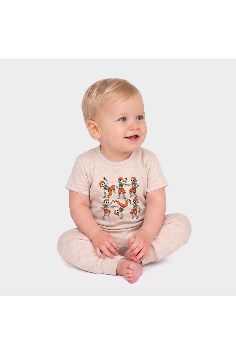 Break Dancing Skeletons Infant Jogger Pant Crew Set, Alternate, color, Oatmeal