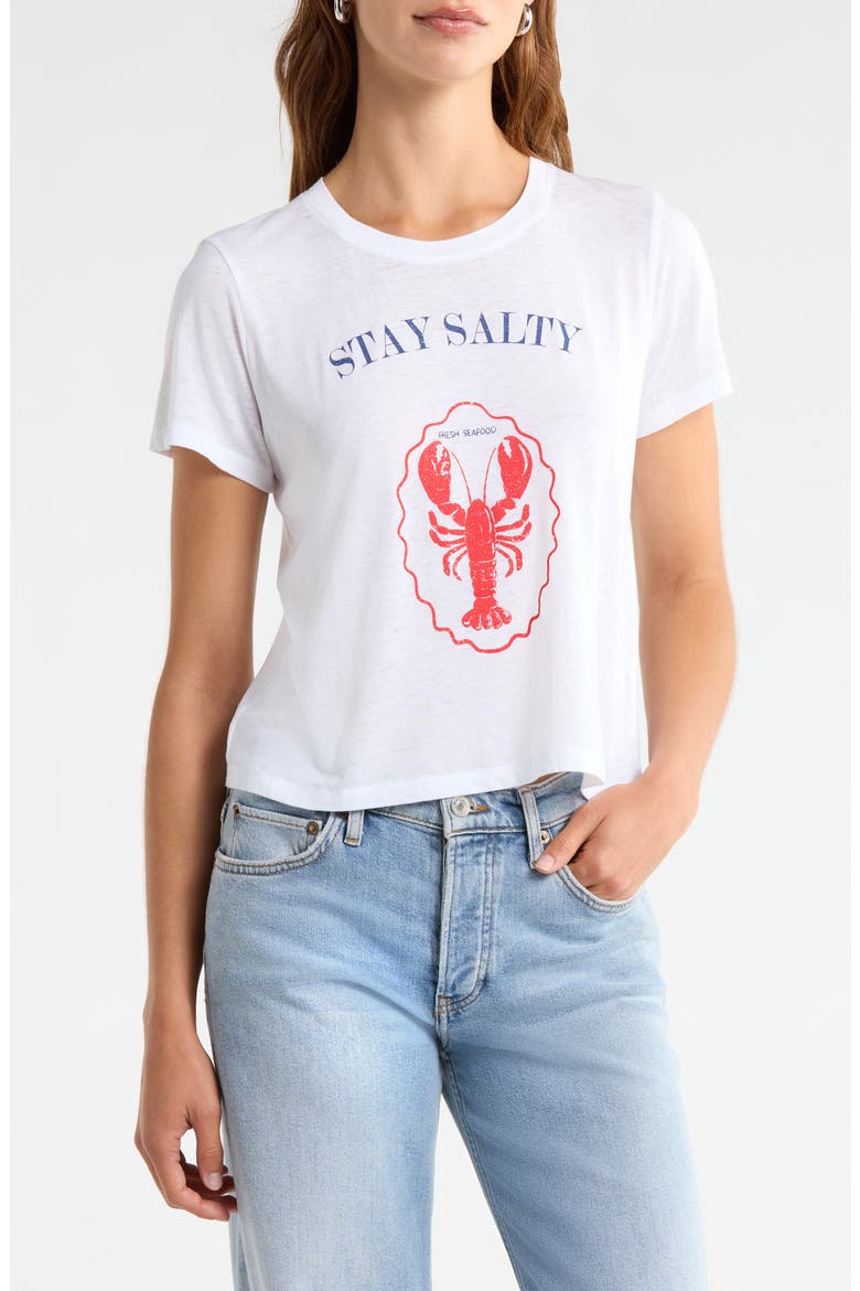 Stay Salty Graphic Cotton Blend T-Shirt, Main, color, LOBSTER WHITE