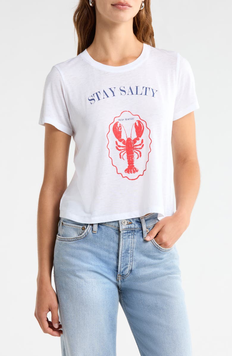 Splendid Stay Salty Graphic Cotton Blend T-Shirt, Main, color, Lobster White