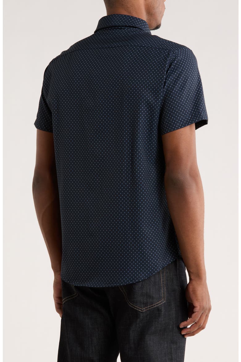 Geometric Short Sleeve Button-Down Shirt, Alternate, color, NAVY