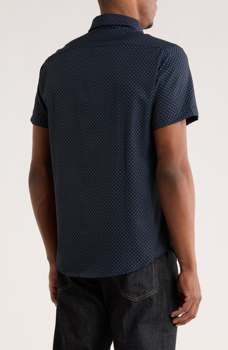 DENIM AND FLOWER Geometric Short Sleeve Button-Down Shirt, Alternate, color, Navy