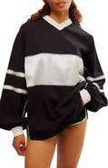 Free People Appliqué Balloon Sleeve Rugby Shirt