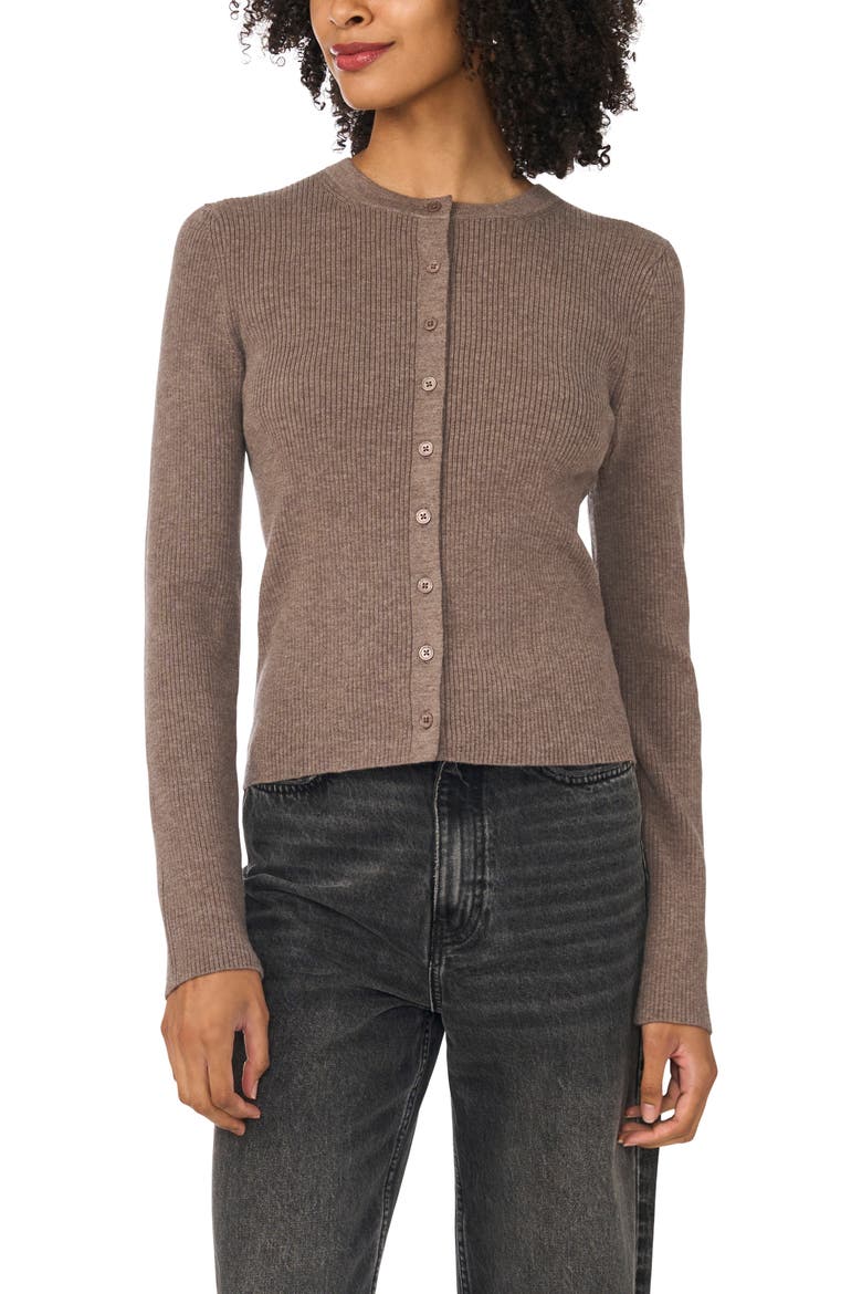 Ribbed Button Front Cardigan, Alternate, color, COOL TAUPE