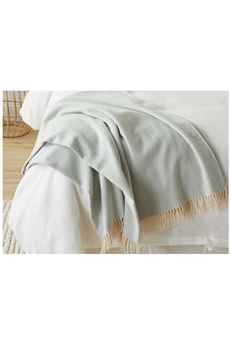 Celine Fringed Herringbone Cotton Throw, Alternate, color, SALMON