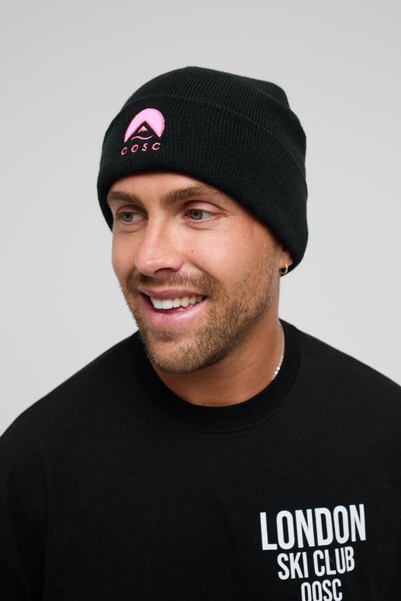 Classique Beanie - Black with Pink Logo, Alternate, color, Black with Pink Logo