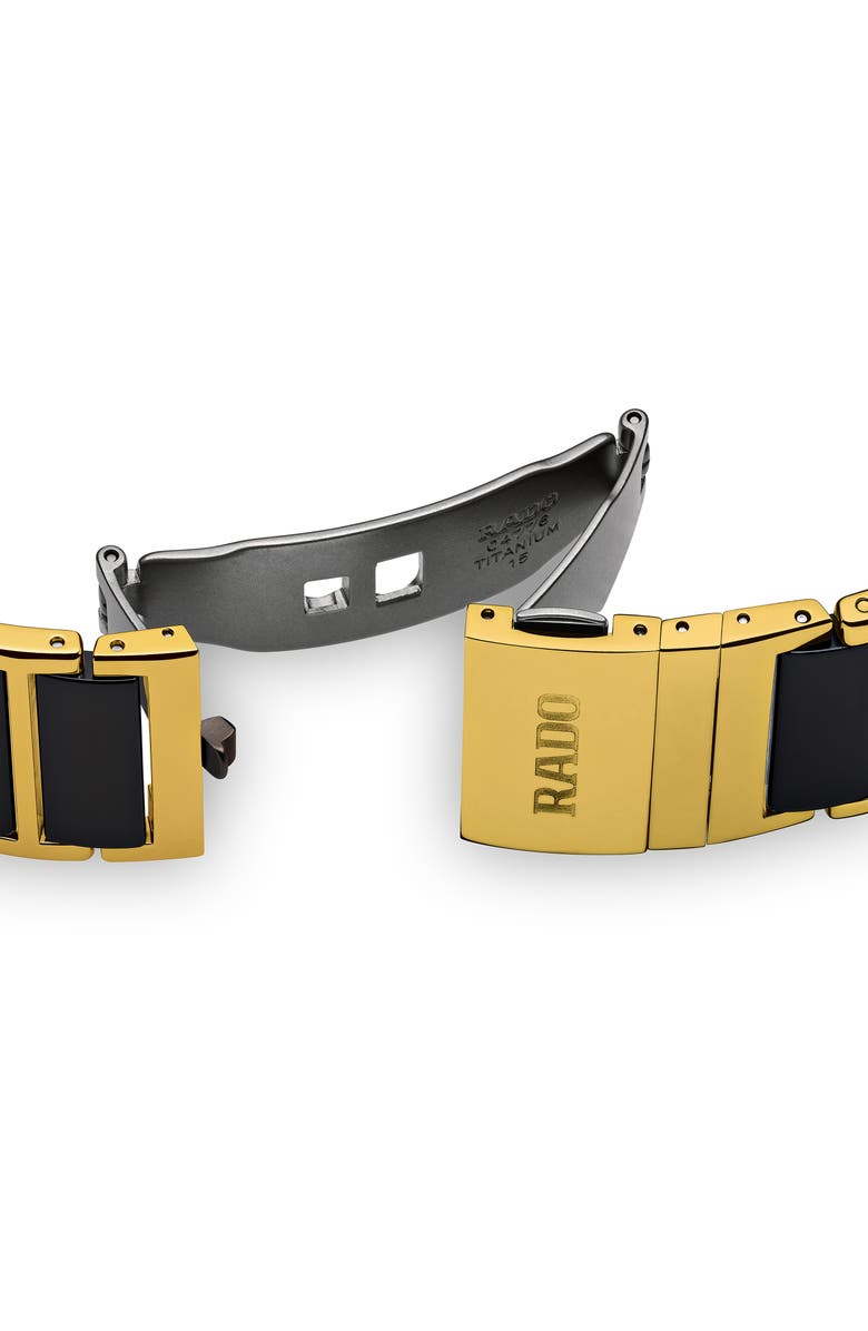 RADO Integral Diamonds Bracelet Watch, 22mm x 33mm, Alternate, color, Gold/Black