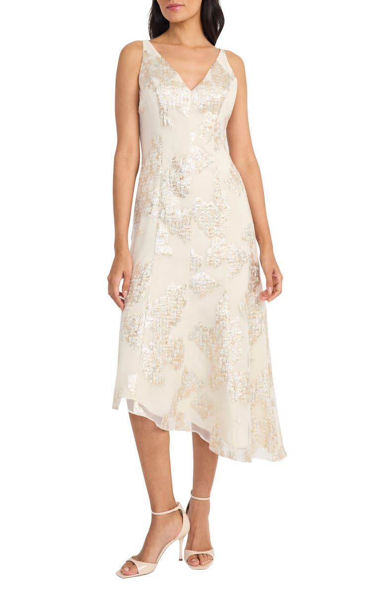 Maggy London Floral Sequin Asymmetric Midi Dress, Main, color,