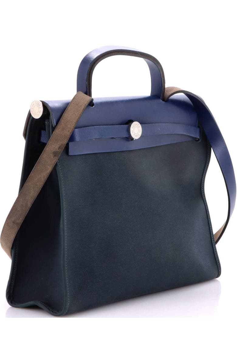 Pre-Owned Hermes Herbag Zip Leather and Toile 31, Alternate, color, Bleu Orage