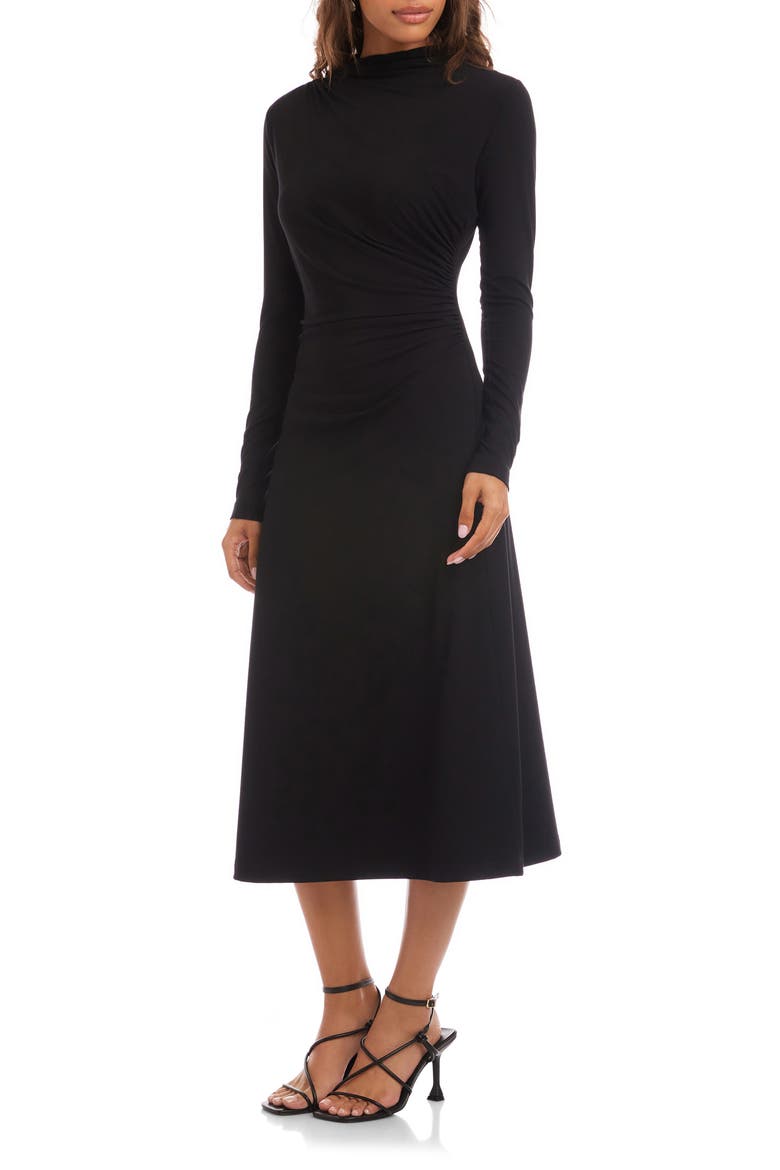 Elise Long Sleeve Jersey Dress, Alternate, color, BLACK
