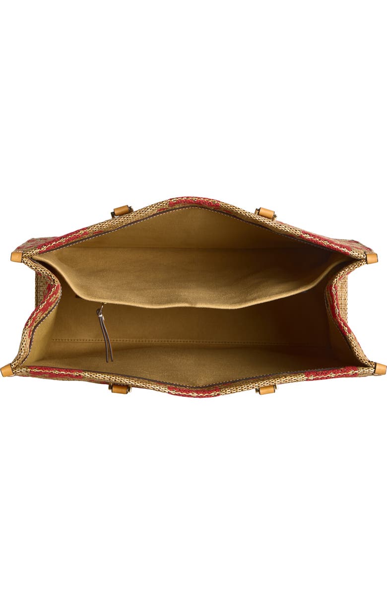 Tory Burch T Monogram Woven Tote, Alternate, color, Natural