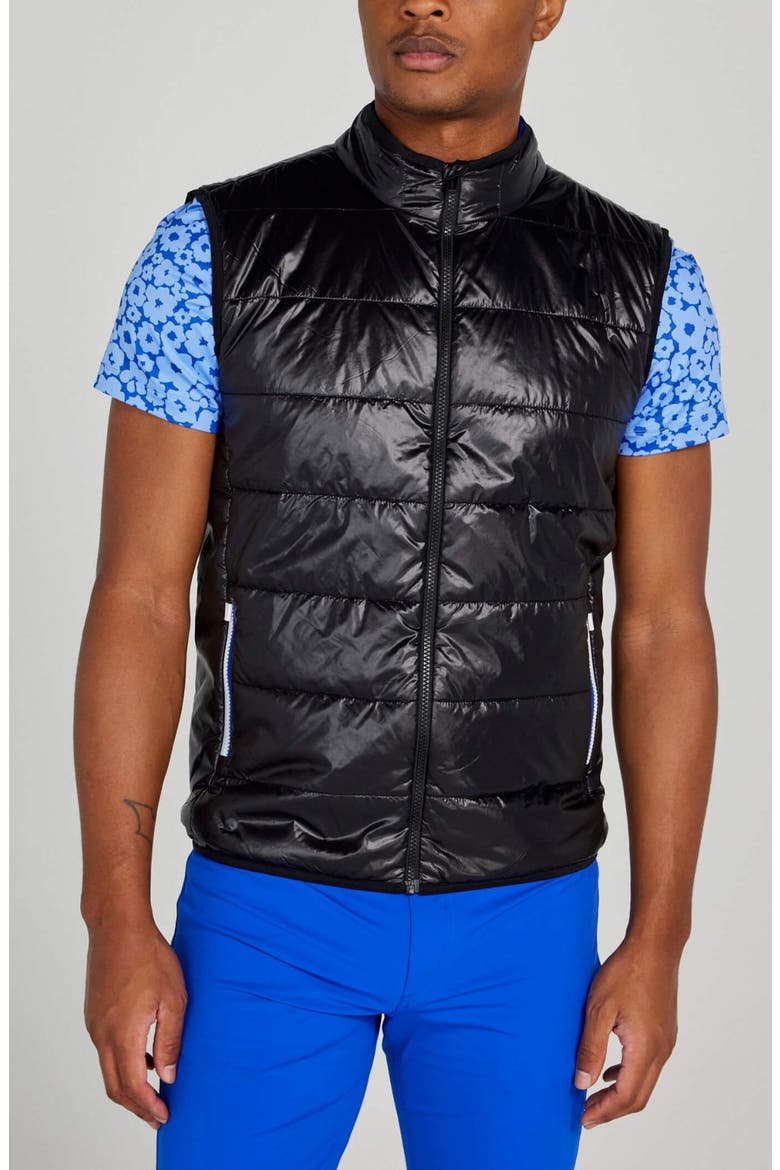 Winslow Wind & Water Resistant Golf Puffer Vest, Main, color, TUXEDO