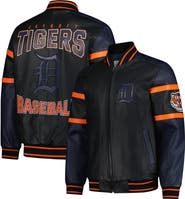 G-III SPORTS BY CARL BANKS Men's G-III Sports by Carl Banks Black Detroit Tigers Full-Zip Leather Varsity Jacket
