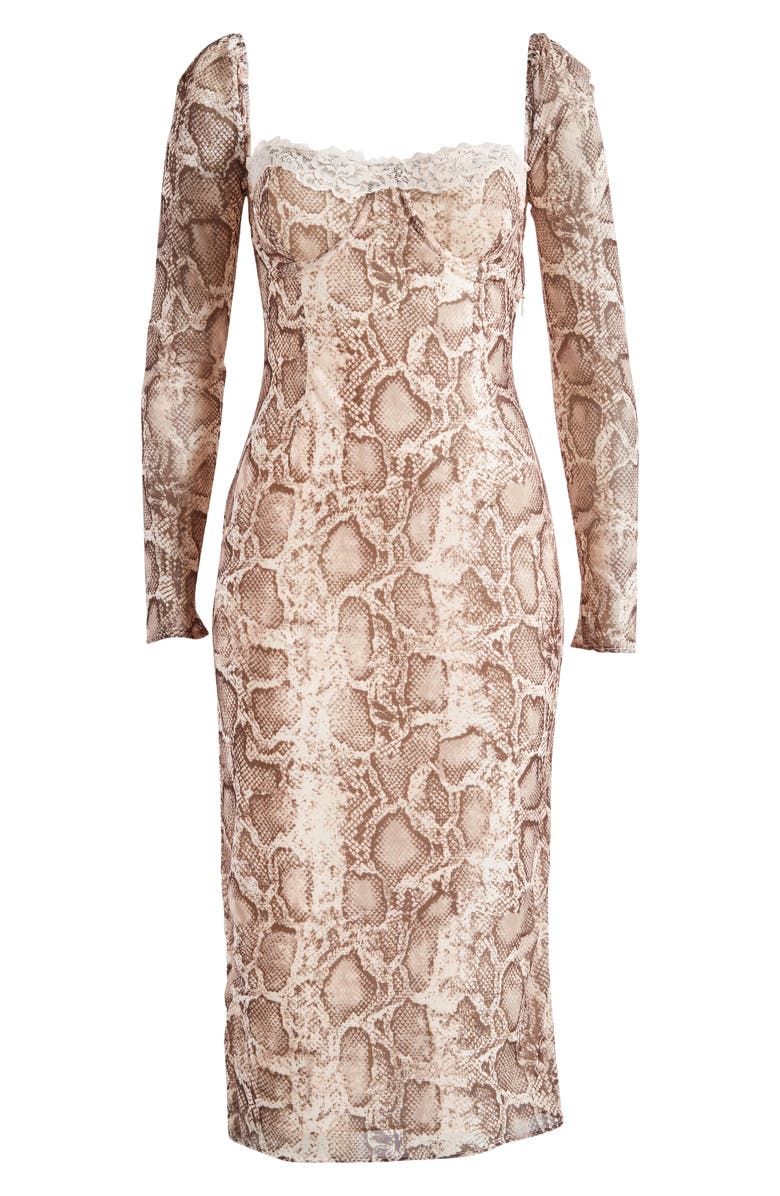 HOUSE OF CB Seraphina Corset Detail Long Sleeve Dress, Alternate, color, 