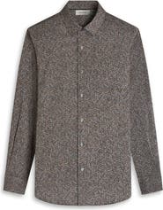Bugatchi Julian Shaped Fit Leaf Print Cotton Button-Up Shirt