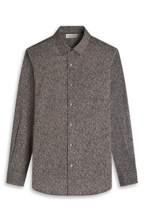 Bugatchi Julian Shaped Fit Leaf Print Cotton Button-up Shirt In Green