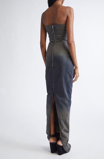 Rick Owens Abito Prong Strapless Gradient Denim Gown | Nordstrom