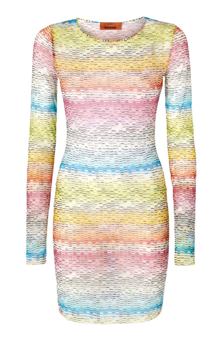 Missoni Long-sleeved Dress In Printed Tulle, Alternate, color, Multicoloured 2
