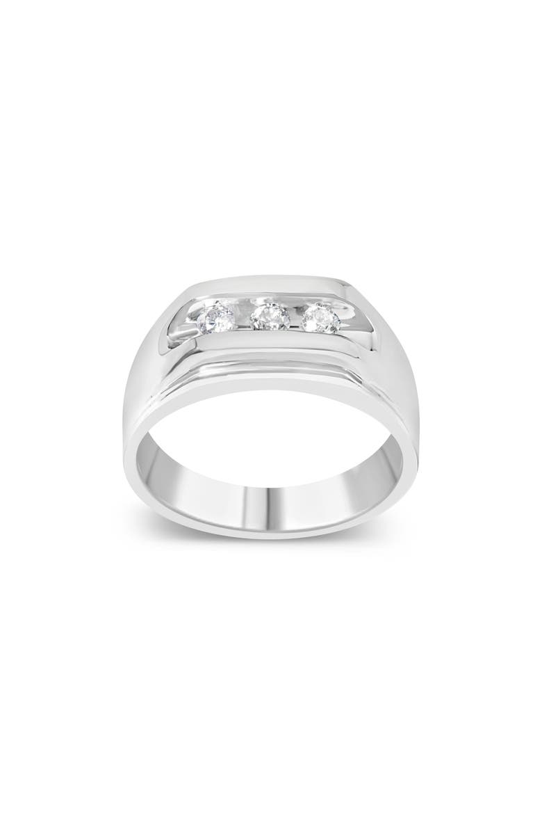 Men's Silver 1/3 Cttw Diamond Channel Set 3 Stone Ring Band, Main, color, Silver