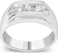 Haus of Brilliance Men's Silver 1/3 Cttw Diamond Channel Set 3 Stone Ring Band