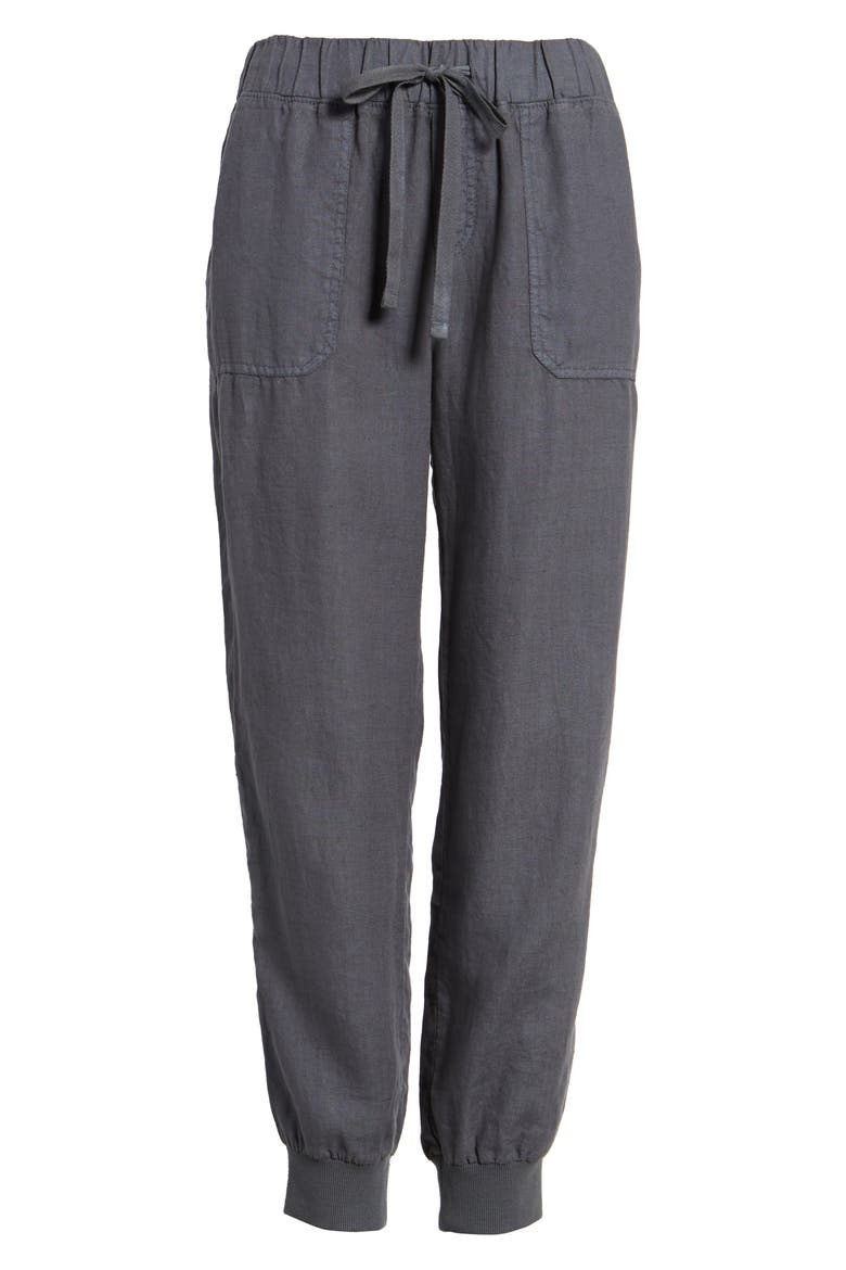 Linen Joggers, Alternate, color, GREY EBONY