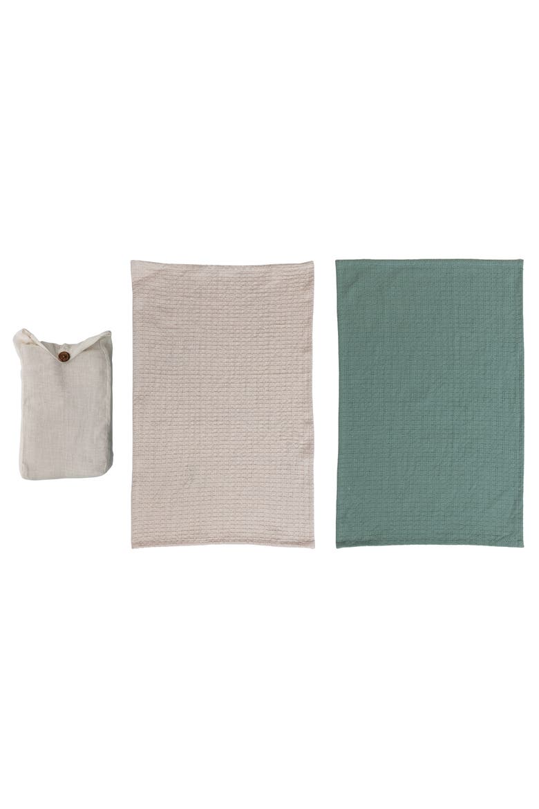 Cotton Waffle Weave Tea Towels, Set of 2 in Bag, Main, color, Blue