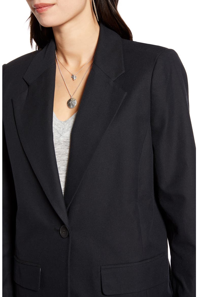 Textured One-Button Blazer, Alternate, color, BLACK