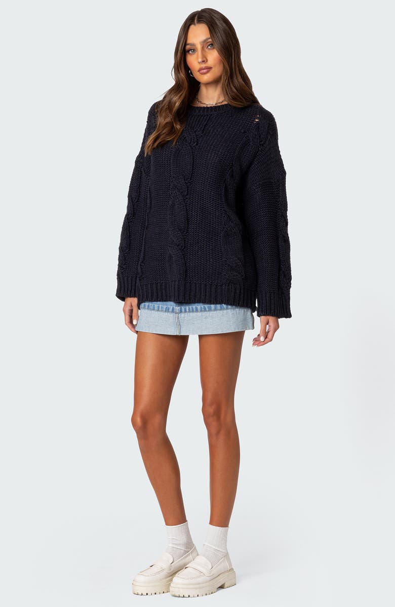 EDIKTED Aline Cable Stitch Oversized Sweater, Alternate, color,