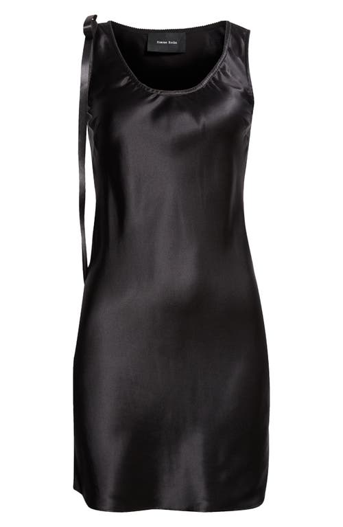 Simone Rocha Bow Detail Scoop Neck Silk Satin Minidress In Black