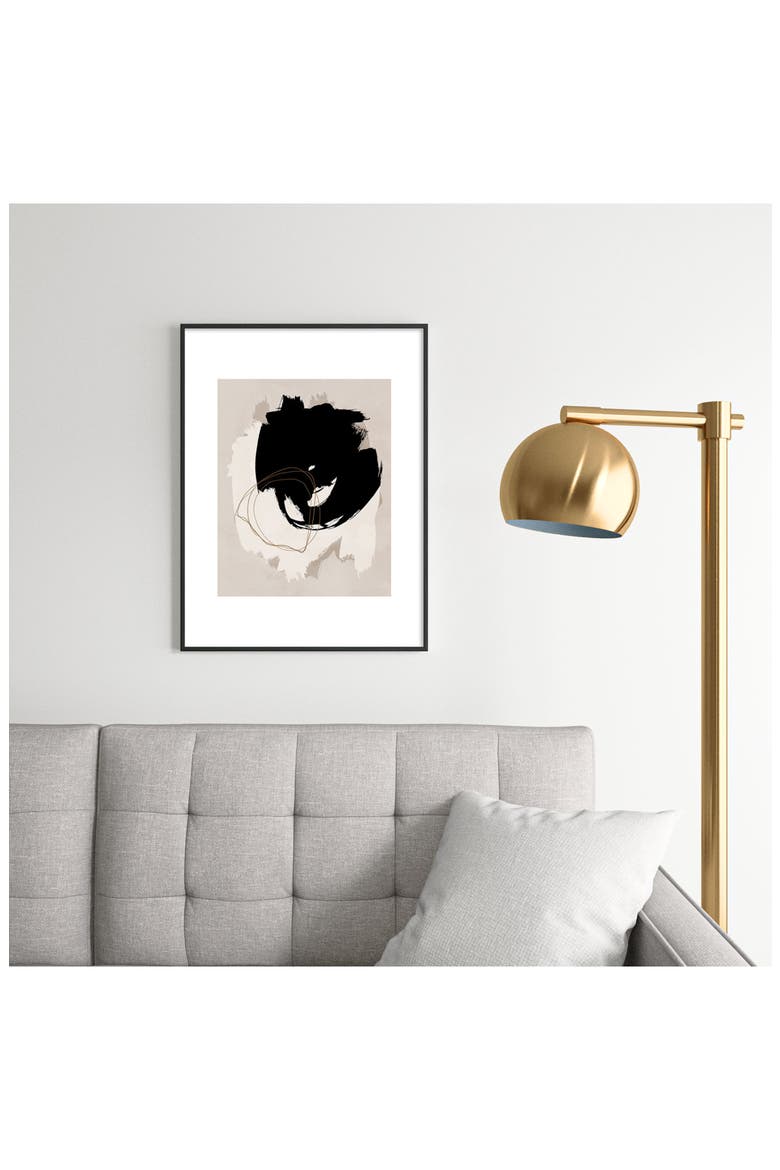 Abstract Brush Framed Art Print, Alternate, color, BLACK TONES