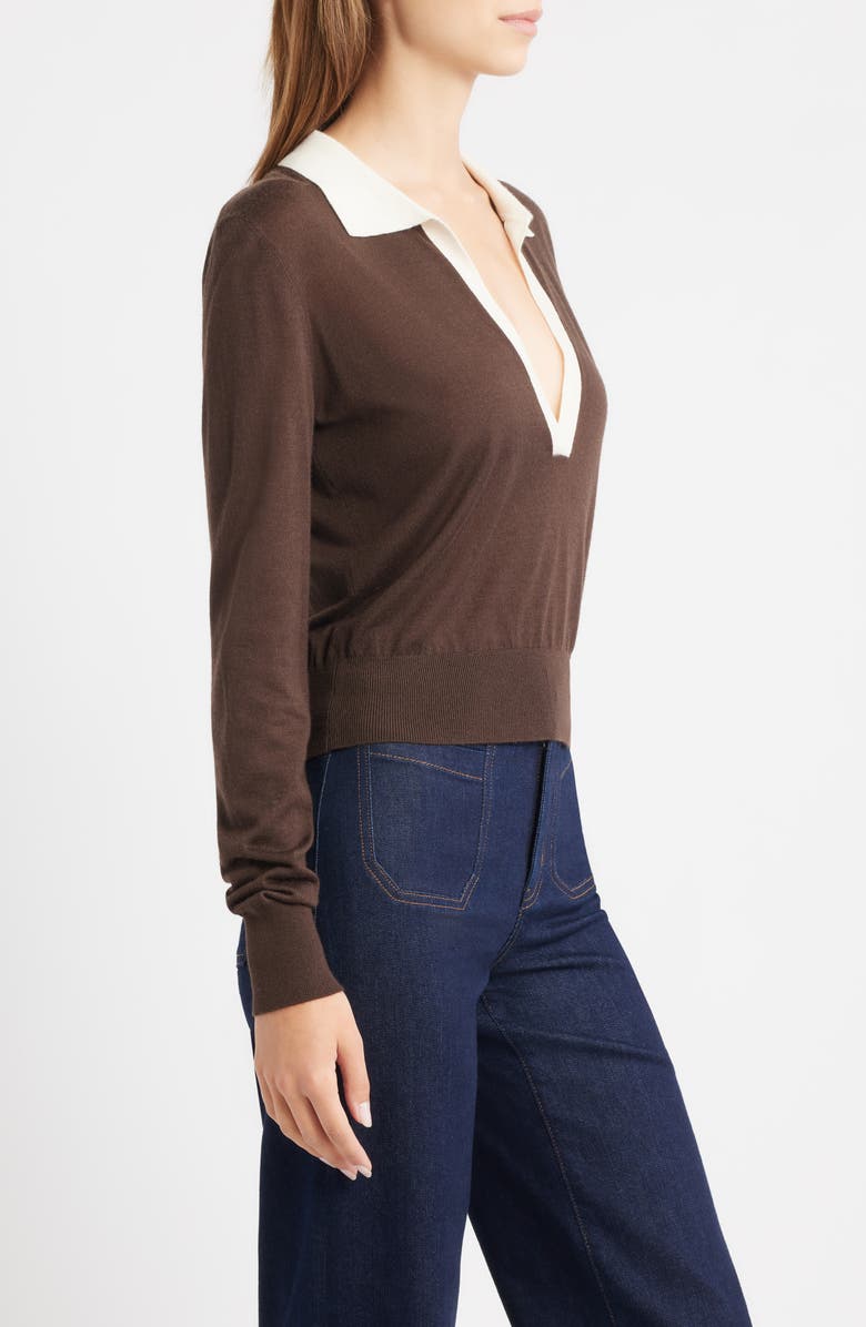 FRAME The Two Tone Cashmere & Silk Blend Polo Sweater, Alternate, color, Coffee Multi
