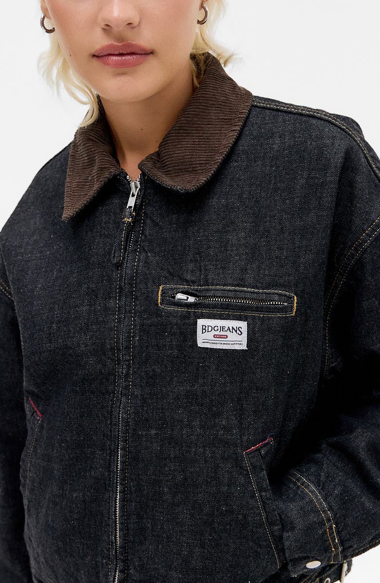 BDG Urban Outfitters Luca Zip Workwear Denim Jacket, Alternate, color, Black