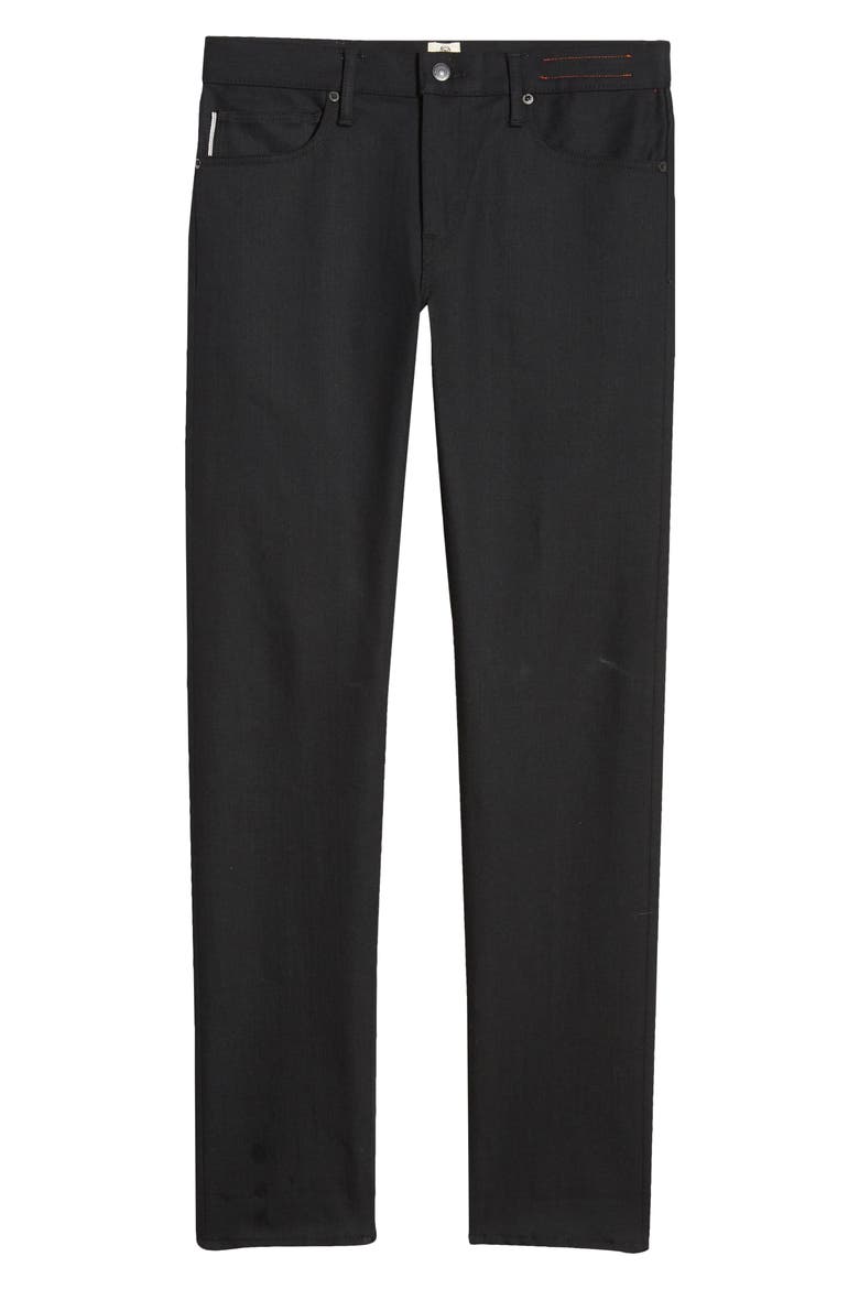 The Pen Slim 10.5-Ounce Stretch Selvedge Jeans, Alternate, color, BLACK RAW