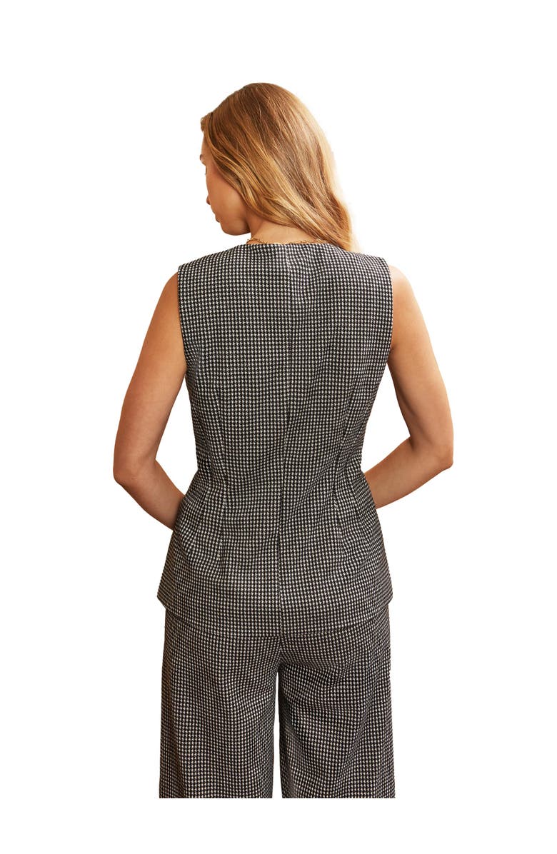 Ro&Zo Round Neck Houndstooth Waistcoat, Alternate, color, Grey