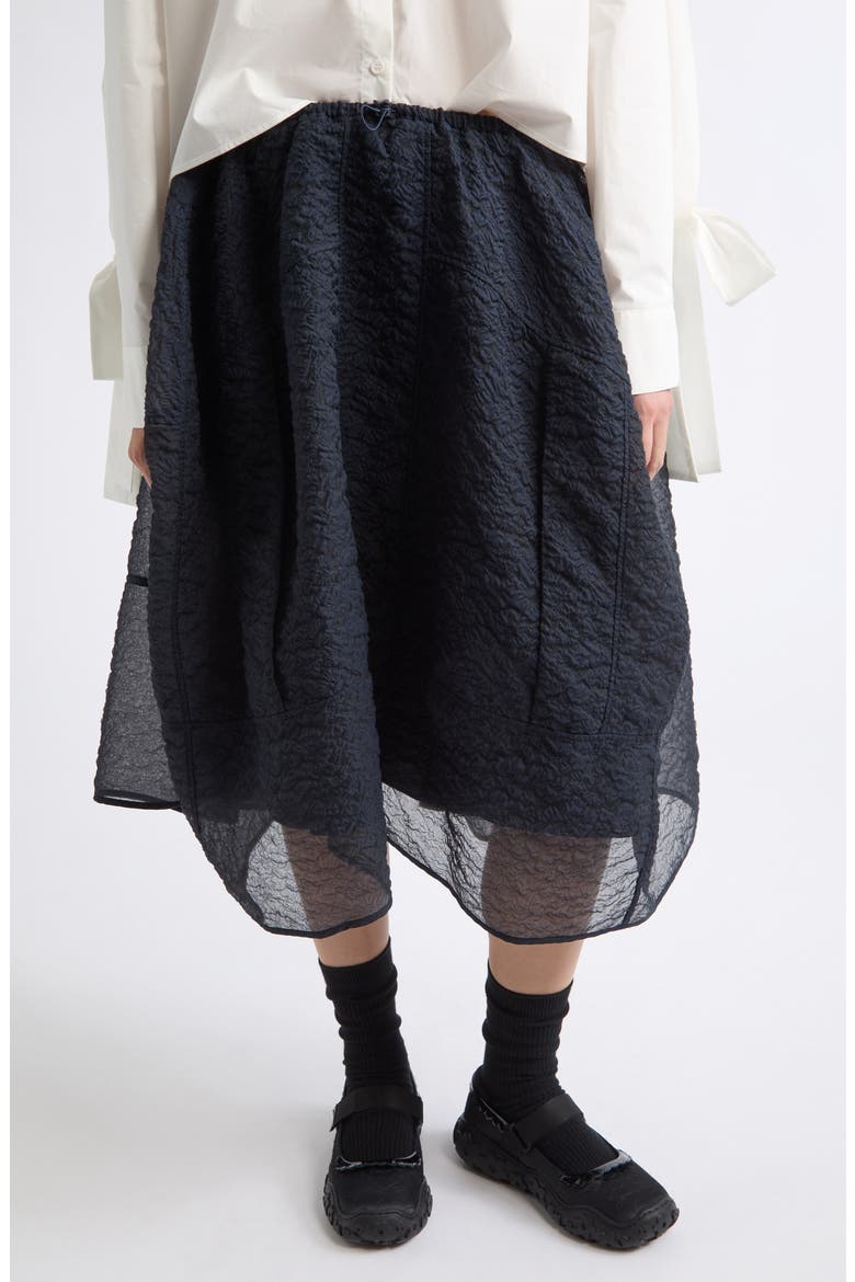 Fosia Matelassé Midi Skirt, Main, color, NAVY