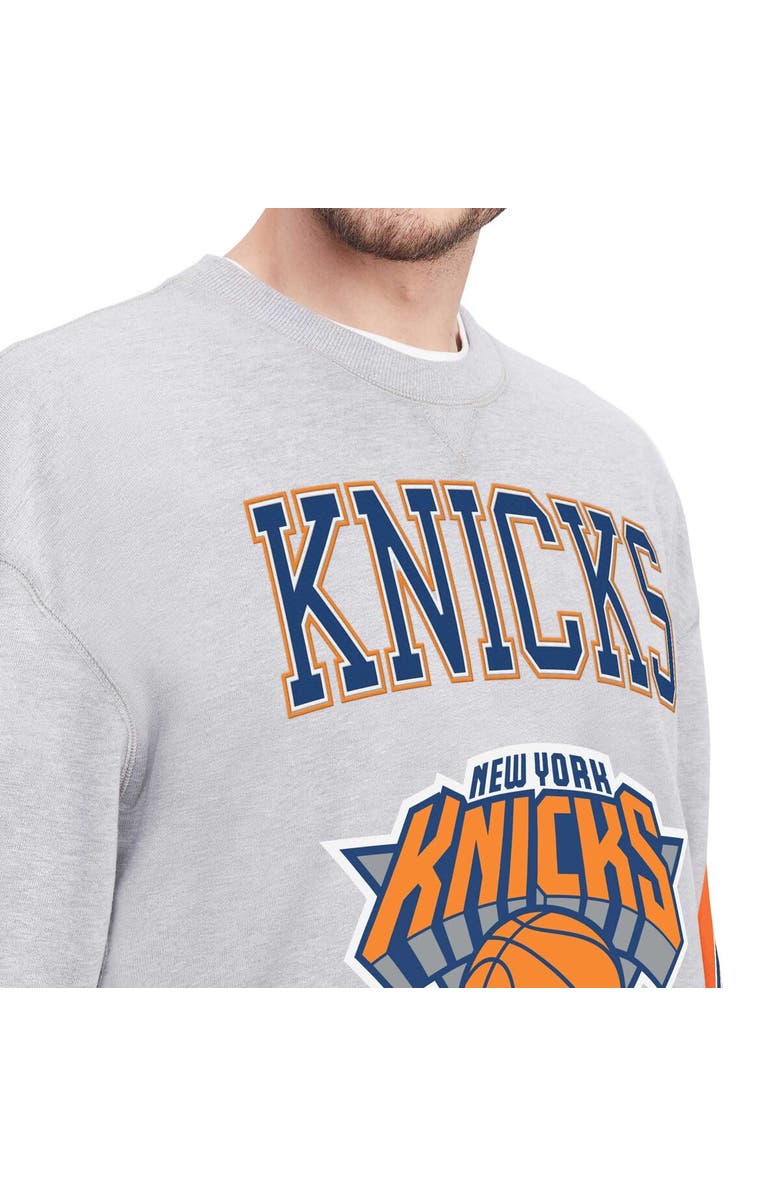 TOMMY JEANS Men's Tommy Jeans Heather Gray New York Knicks Hayes Crew Neck Pullover Sweatshirt, Alternate, color, Heather Gray