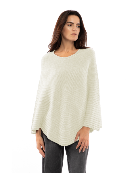 Pure Cashmere Ribbed Knit Poncho