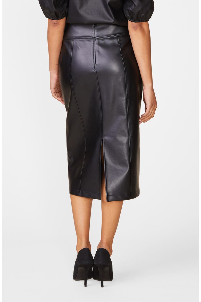 Morrison Faux Leather Midi Skirt, Alternate, color, BLACK